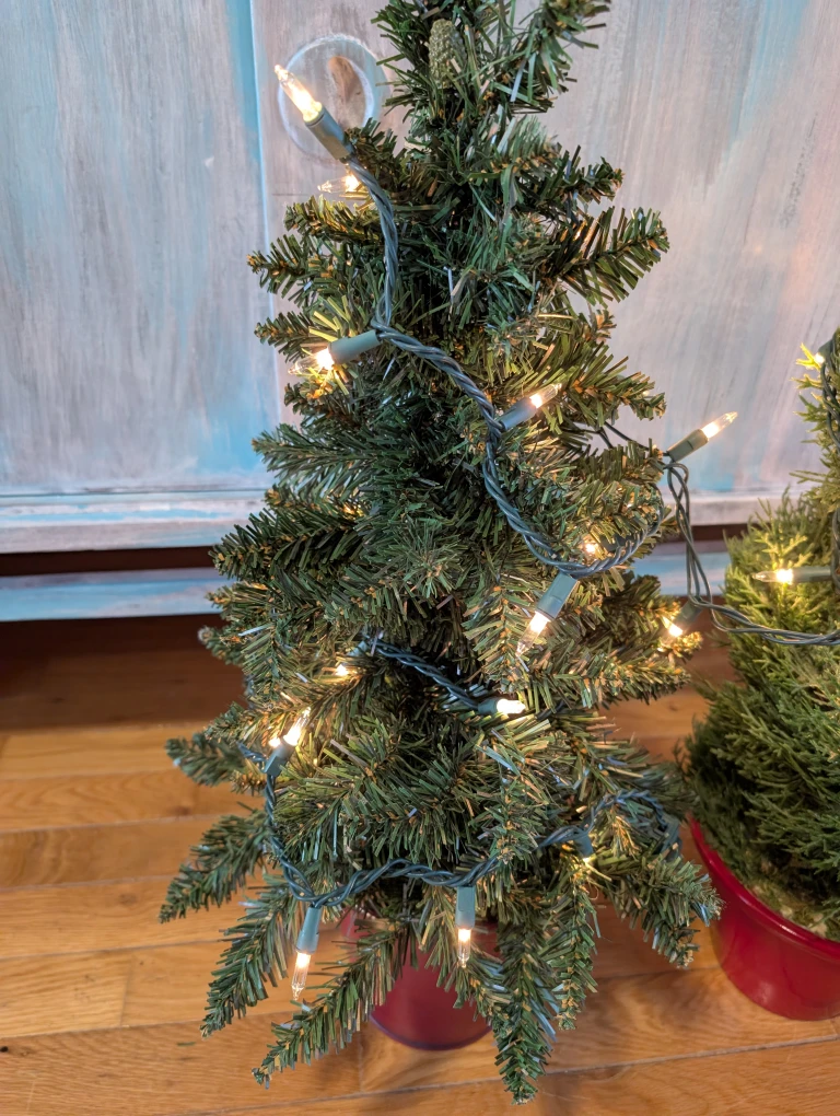 Two Small 26" Christmas Trees with Lights - photo 2