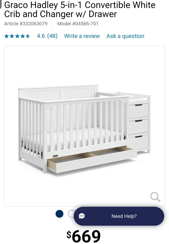 Graco Hadley 5-in-1 Convertible Crib & Changer - White image indicator(4)