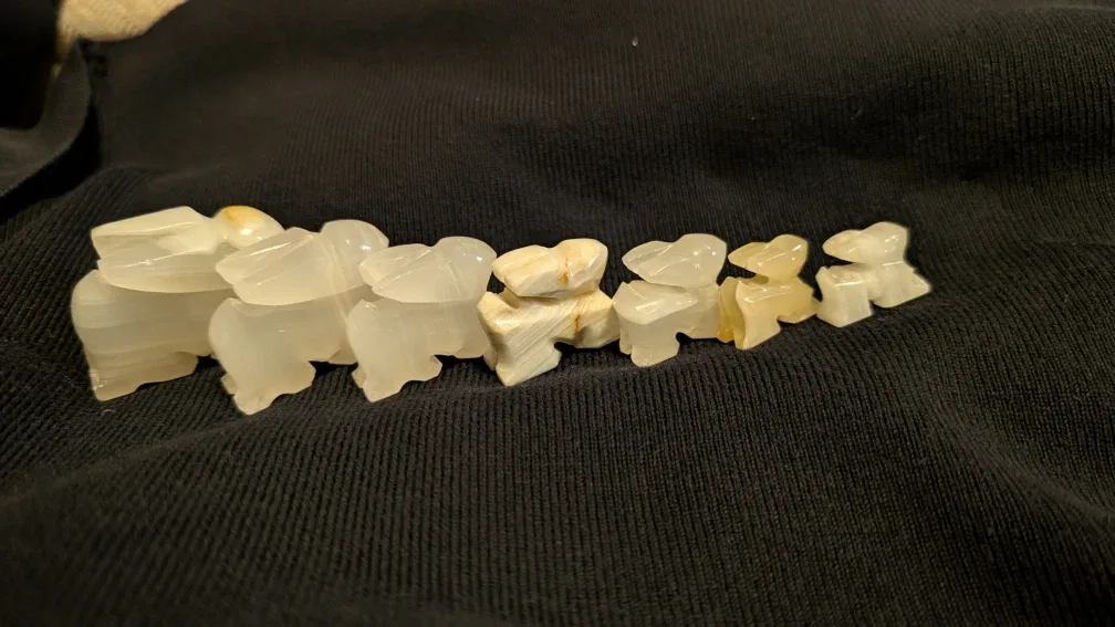 Set of 7 Onyx Stone Rabbit Figurines image indicator(3)
