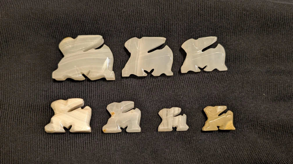 Set of 7 Onyx Stone Rabbit Figurines - photo 5