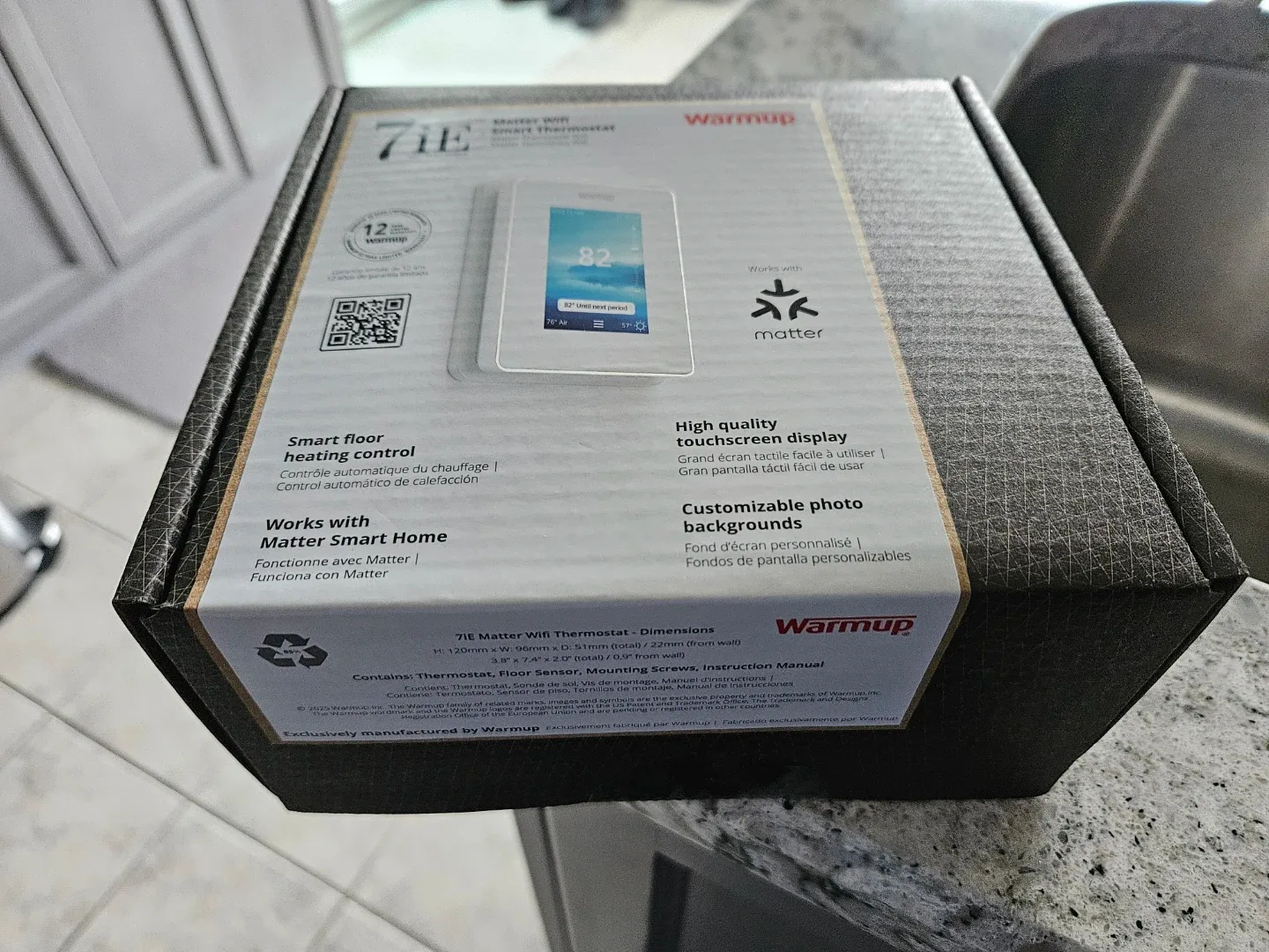 Warmup 7iE Matter WiFi Smart Thermostat - New in Box! image indicator(3)