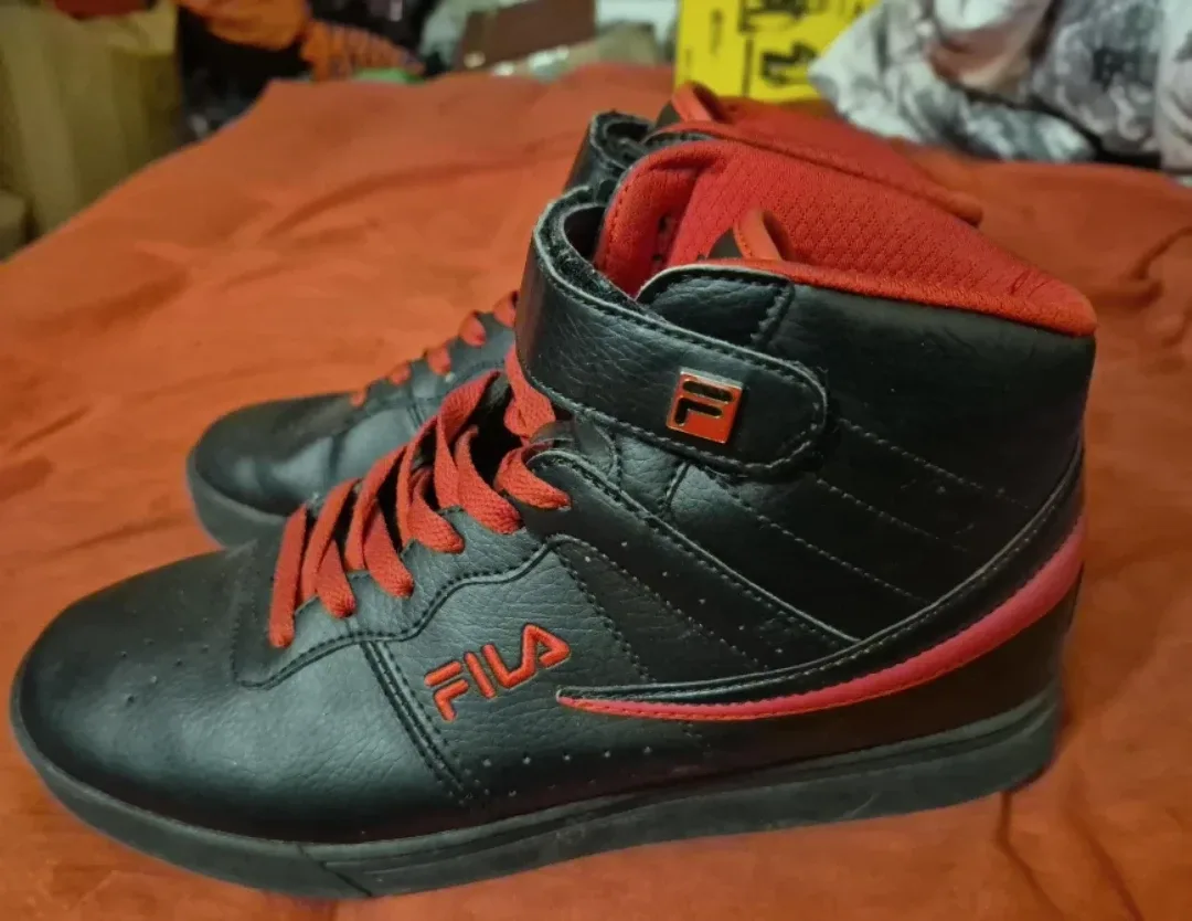 Fila Black and Red High Top Sneakers