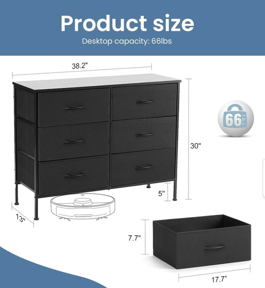 Black 6-Drawer Dresser - photo 2