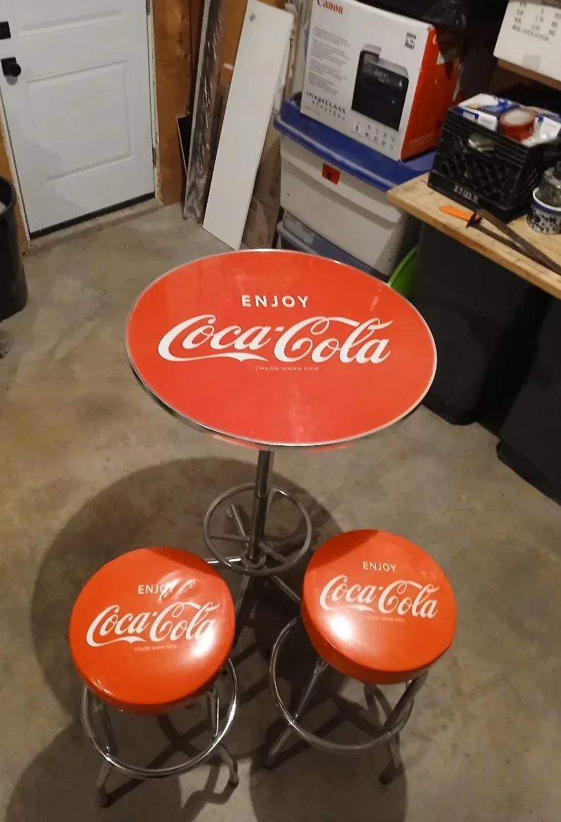 Coca-Cola Pub Table with 2 Stools