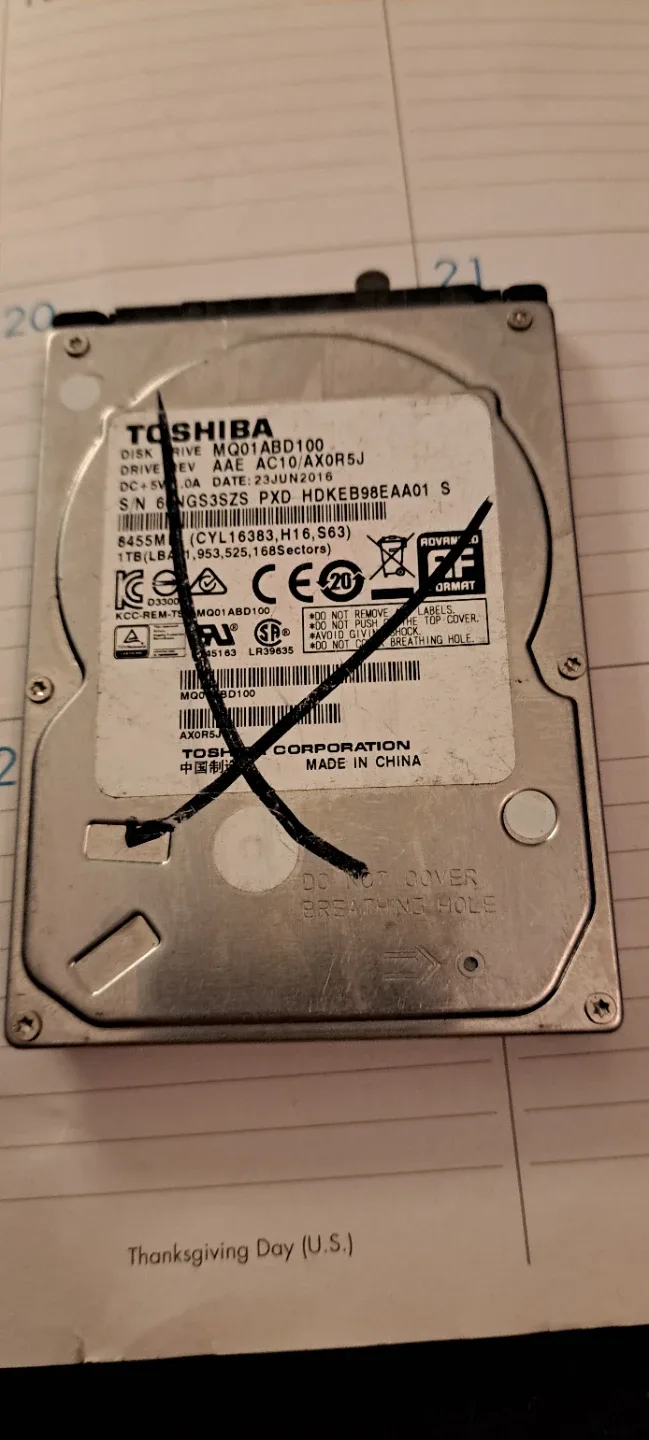 Toshiba MQ01ABD100 1TB Hard Drive