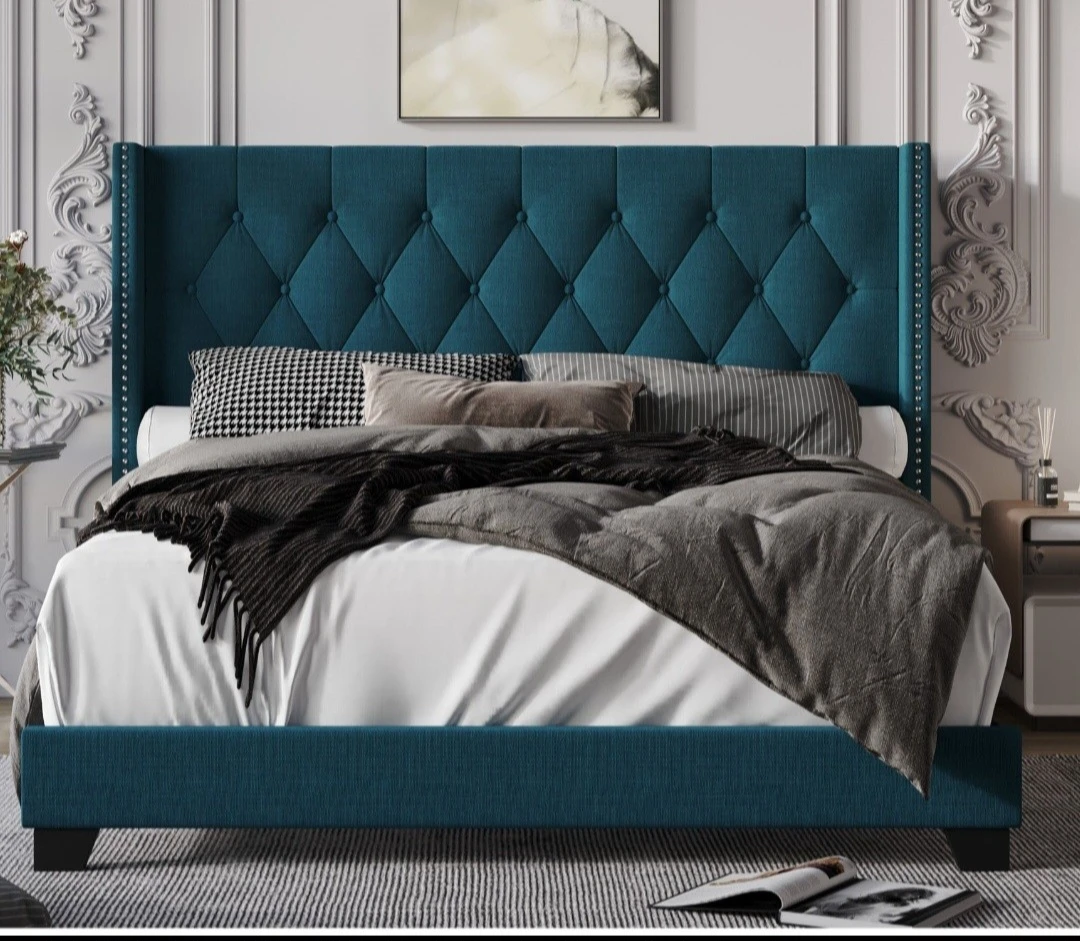 Teal Upholstered Bed Frame  and base queen size - photo 2