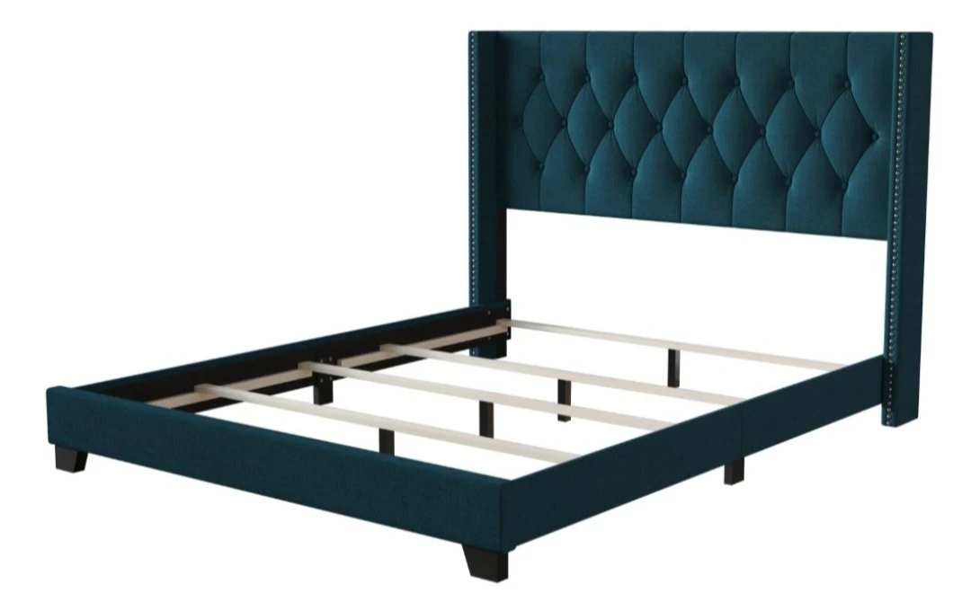 Teal Upholstered Bed Frame  and base queen size - photo 3