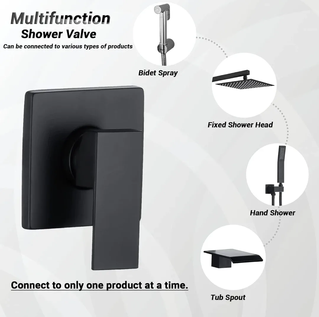 Matte Black Shower Valve Mixer Kit -New!! image indicator(4)