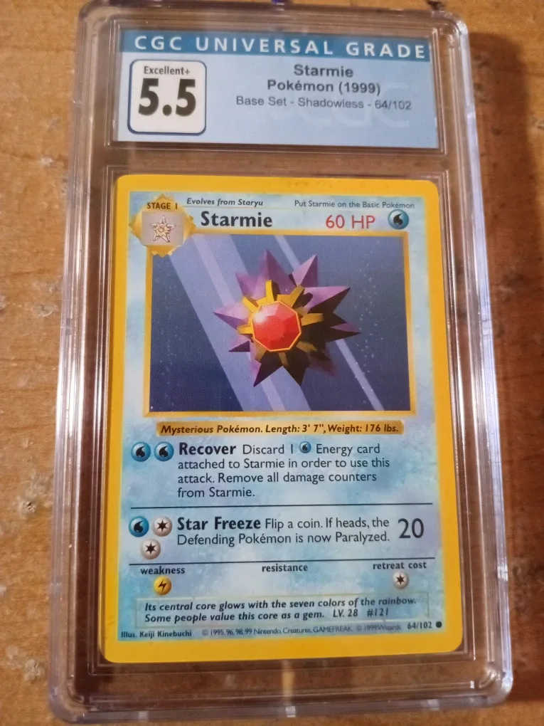 CGC 5.5 STARMINE POKÉMON 1999 BASE SET - SHADOWLESS 64/102