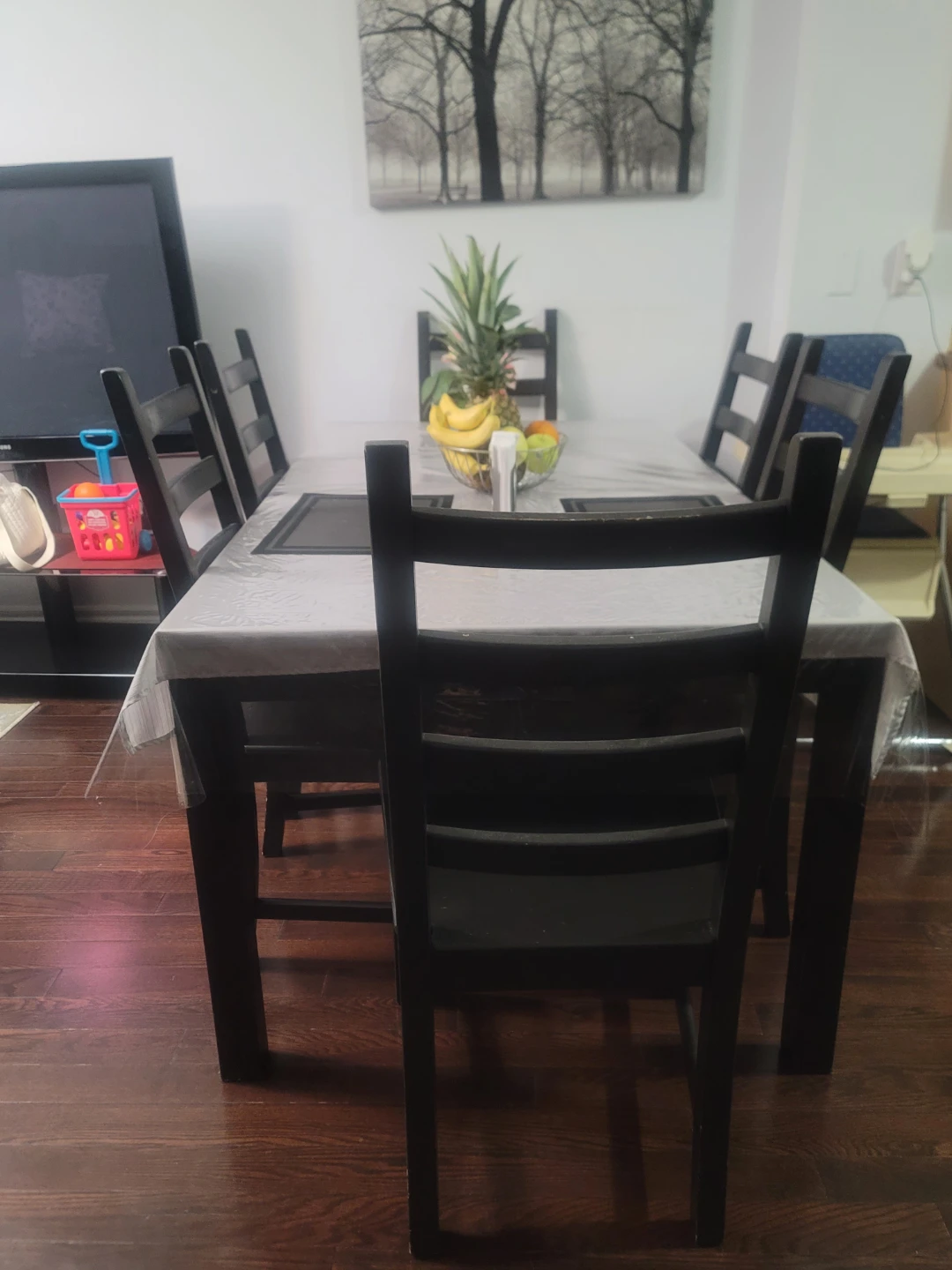 Dining Table with 6 Chairs - Black - photo 2