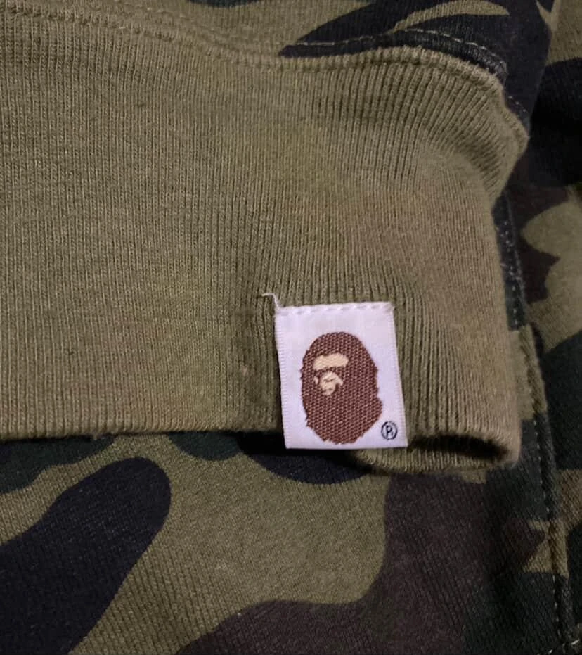 BAPE 1st Camo College Pullover Hoodie 'Green' - Size L - photo 3