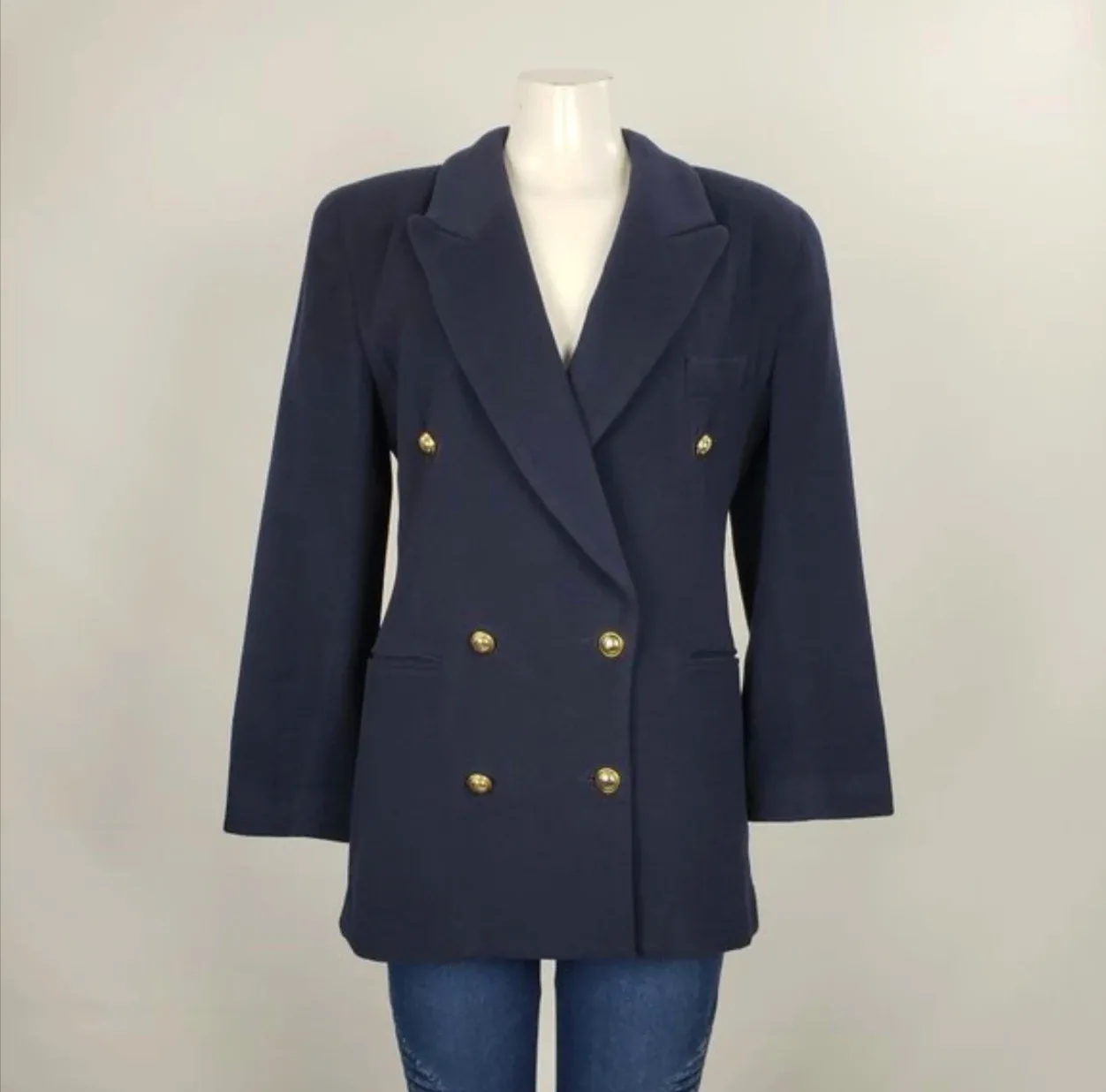 Holt Renfrew Retro Cashmere Navy Blazer Size 8