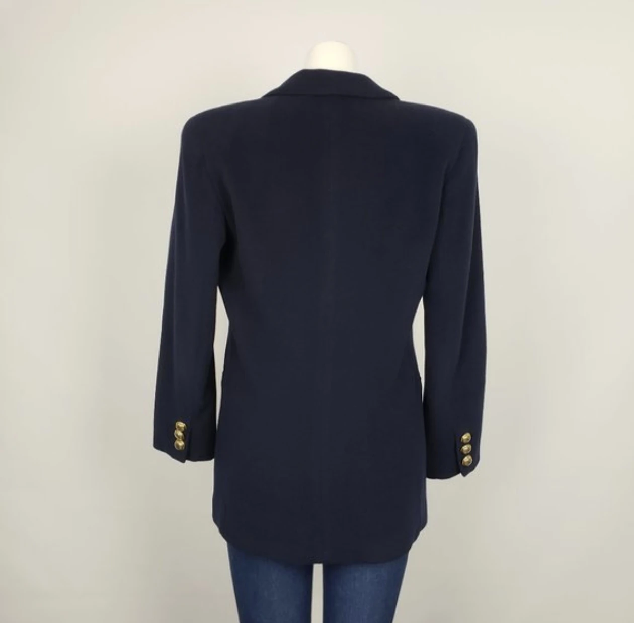 Holt Renfrew Retro Cashmere Navy Blazer Size 8 - photo 3