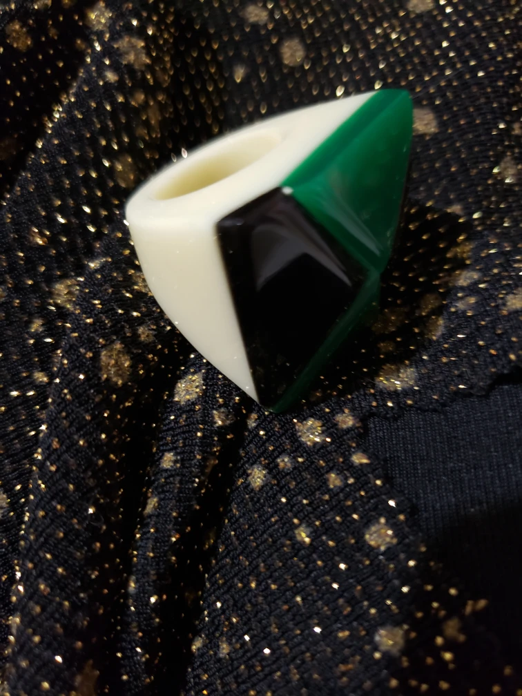 Statement Ring - Green, Black, White - photo 3