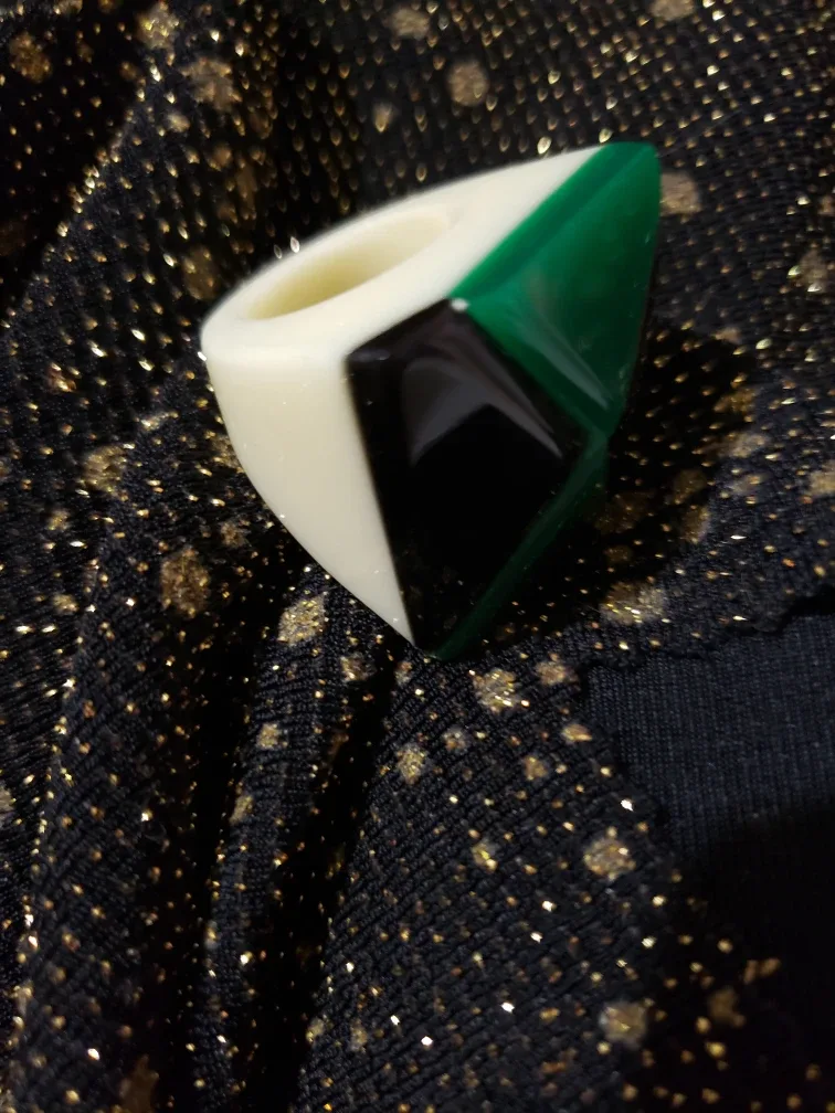 Statement Ring - Green, Black, White image indicator(3)