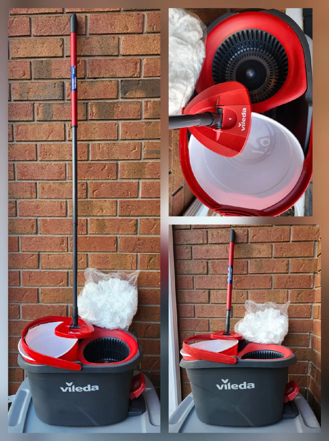 Vileda spin mop set with telescopic handle & new mop head.