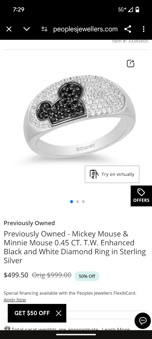Disney Mickey Mouse Diamond Ring in Sterling Silver
