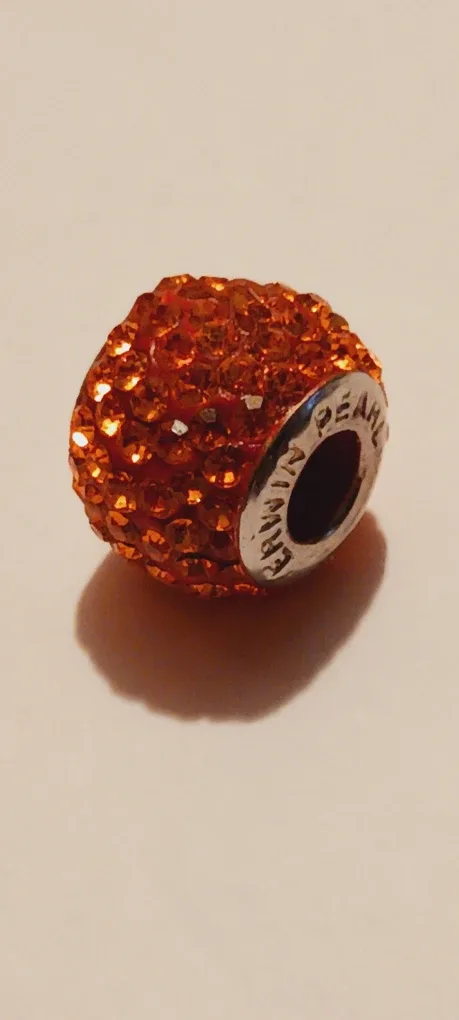 Sterling Silver Erwin Pearl Orange Crystal Bead Charm