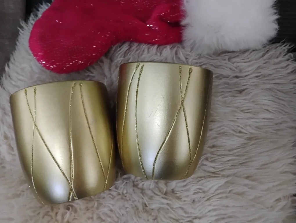 Gold Decorative Planter Pots - Set of 2