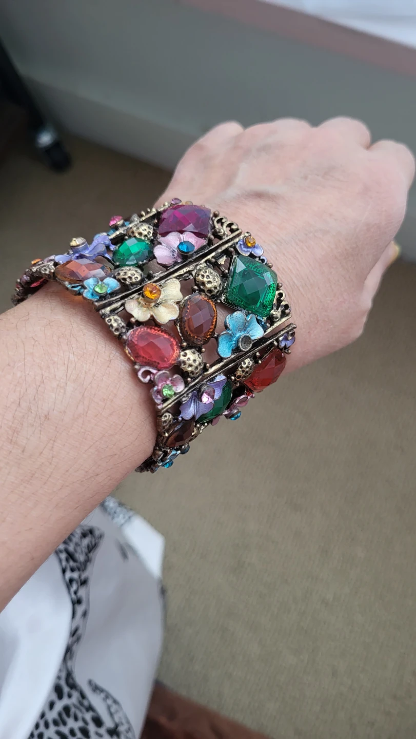 Vintage Style Gemstone Cuff Bracelet