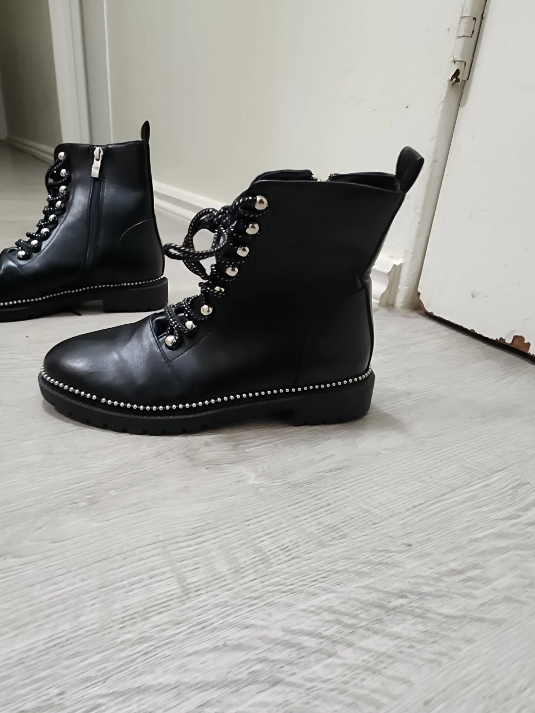 Black Lace-Up Ankle Boots - Size 38 - photo 4