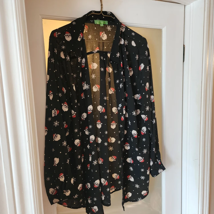 Christmas Santa Print Blouse - Size XL
