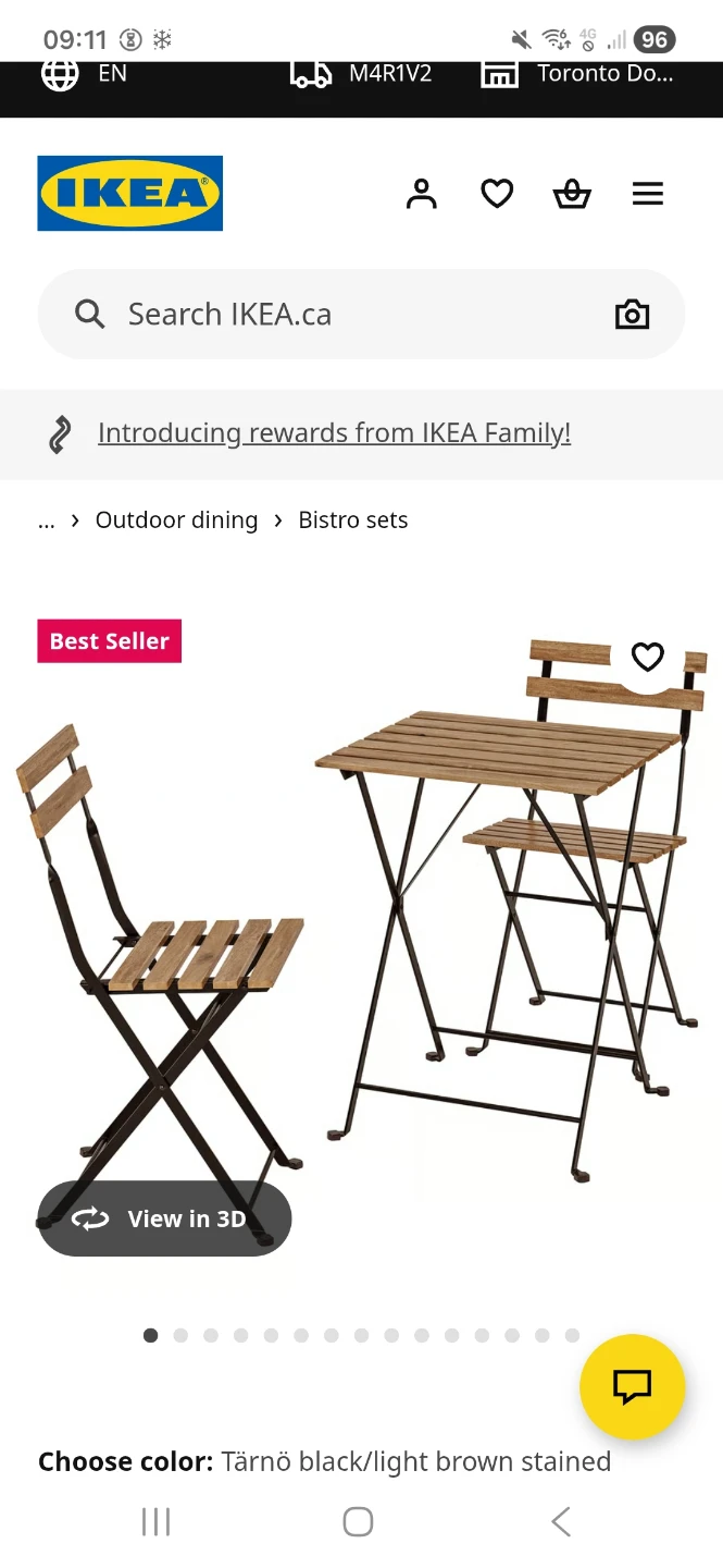 IKEA Tärnö Bistro Set, Black/Light Brown