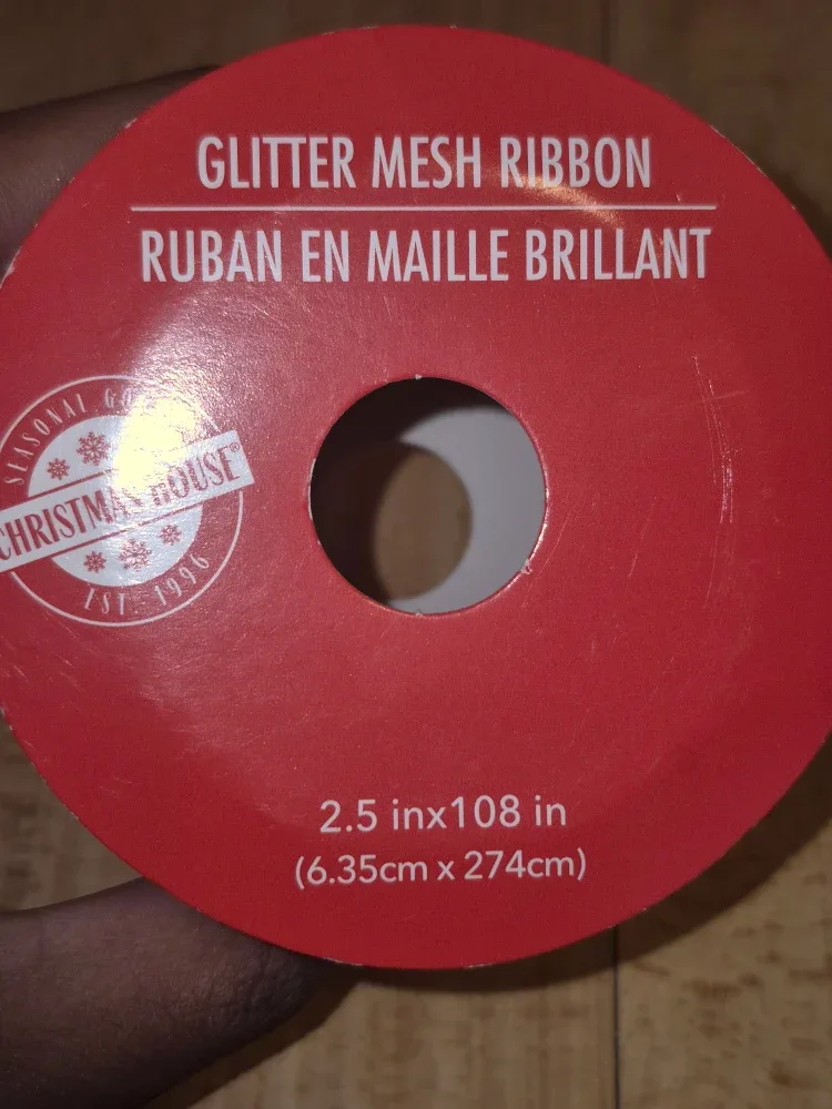 Christmas House Glitter Mesh Ribbon, Gold image indicator(2)