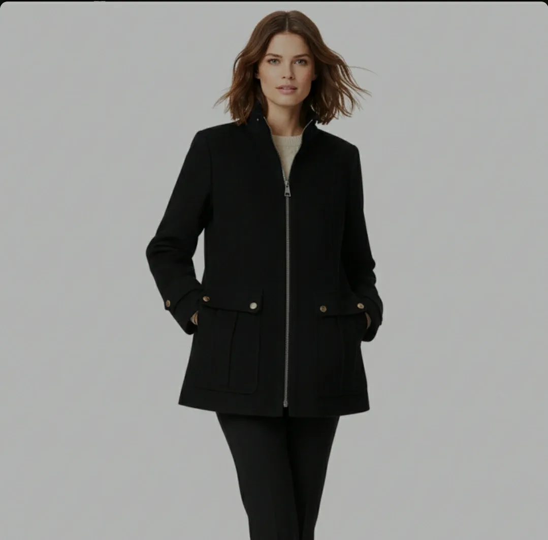 Burberry Wool Jacket w grey nova print plaid lining thumbnail