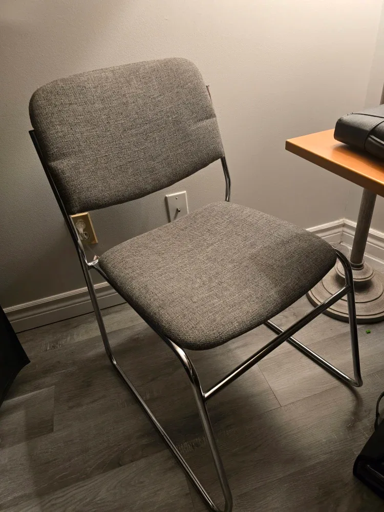 Grey Fabric & Chrome Stacking Chair