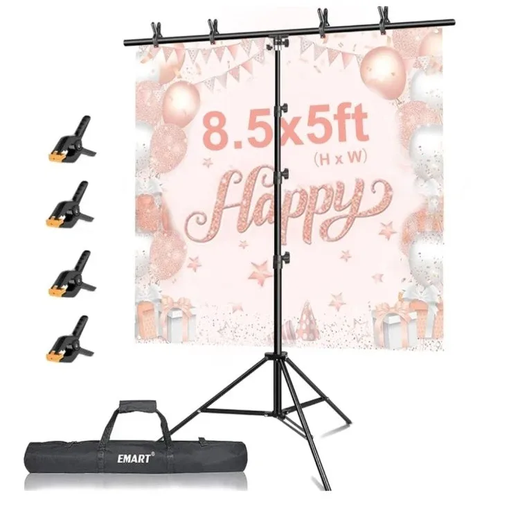 Emart Backdrop Stand 8.5x5ft with Clamps & Bag