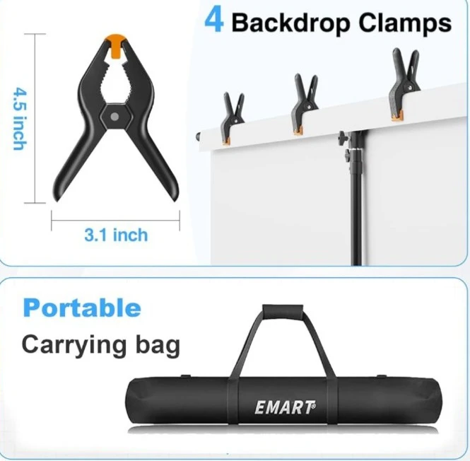 Emart Backdrop Stand 8.5x5ft with Clamps & Bag - photo 5