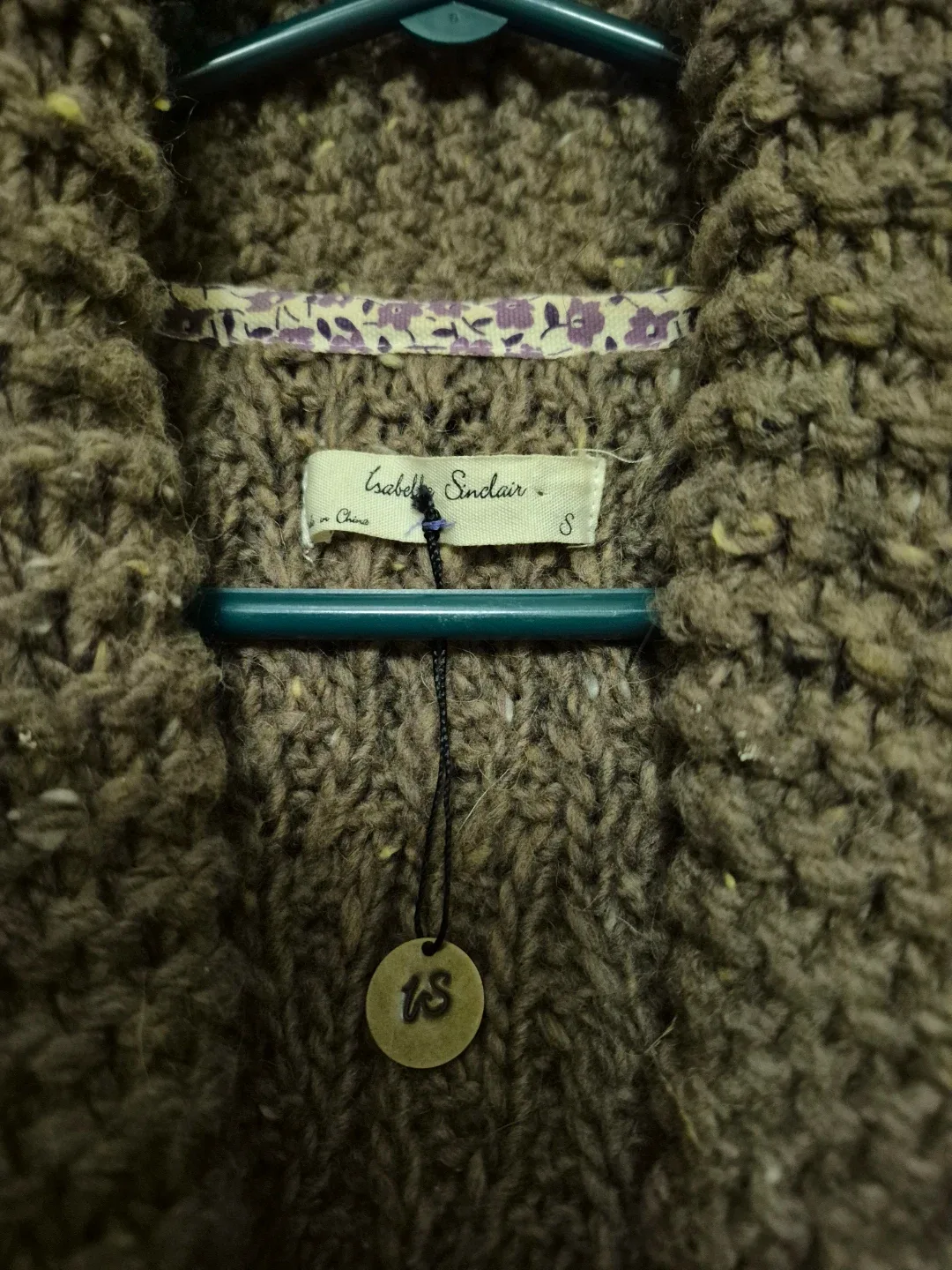 Anthropologie Isabel Sinclair Brown Knit Cardigan size Small image indicator(6)