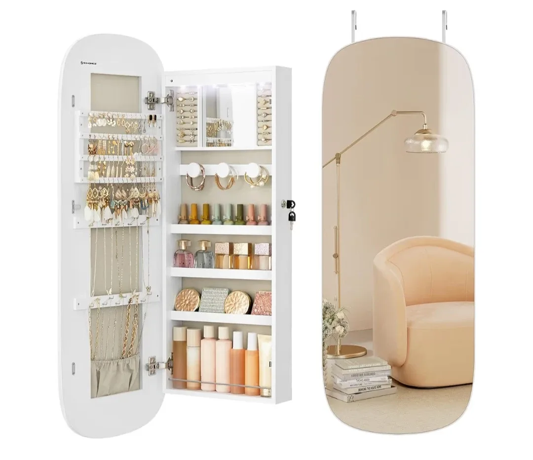 NEW  Jewelry Cabinet Armoire with Full-Length Mirror