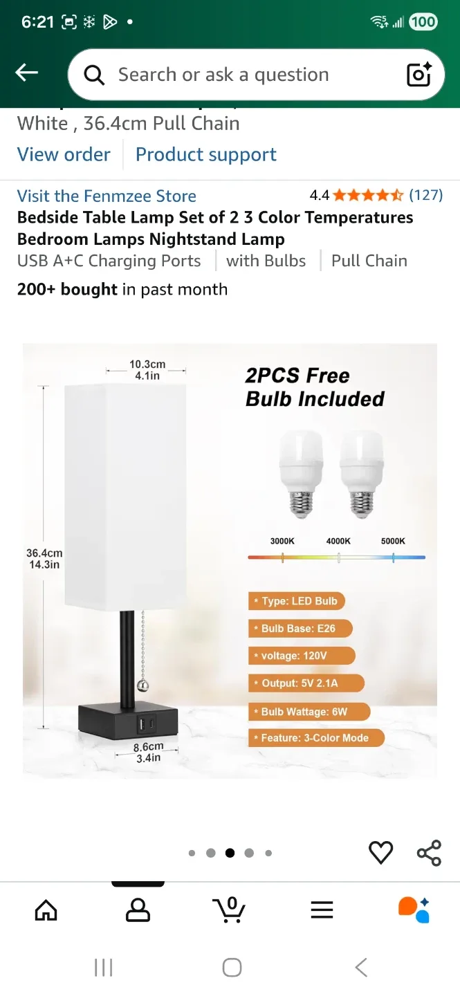 2 Bedside Table Lamps with USB Charging image indicator(5)