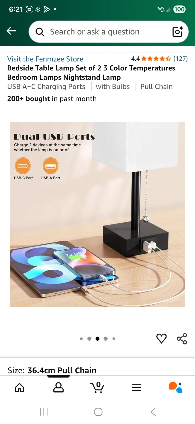 2 Bedside Table Lamps with USB Charging image indicator(6)
