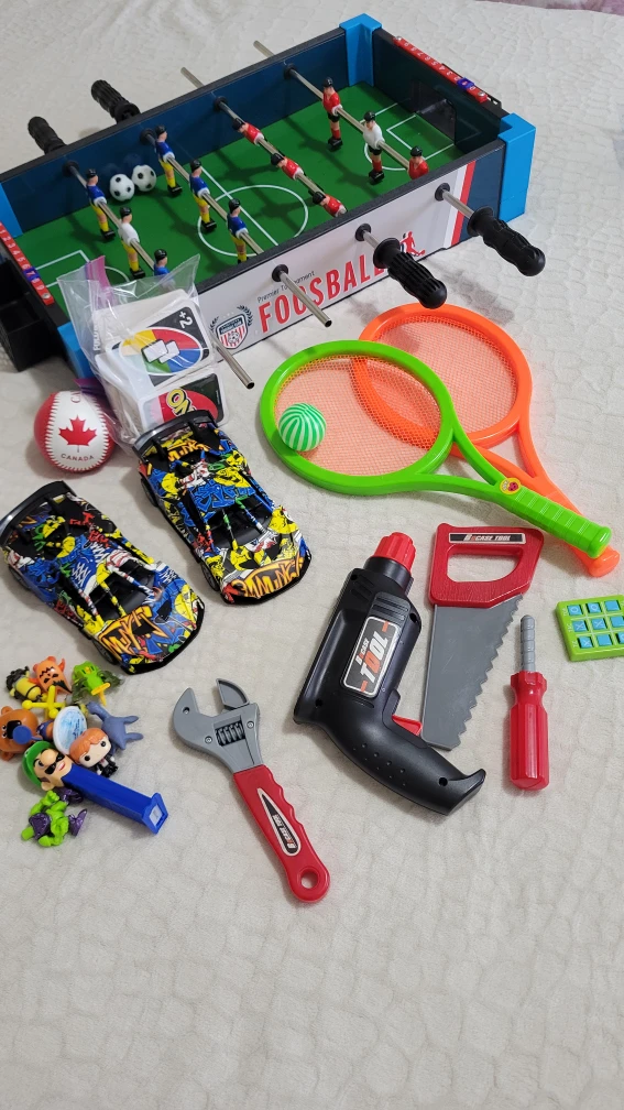Kids Foosball Table, Tool Set, Tennis Rackets, & More!