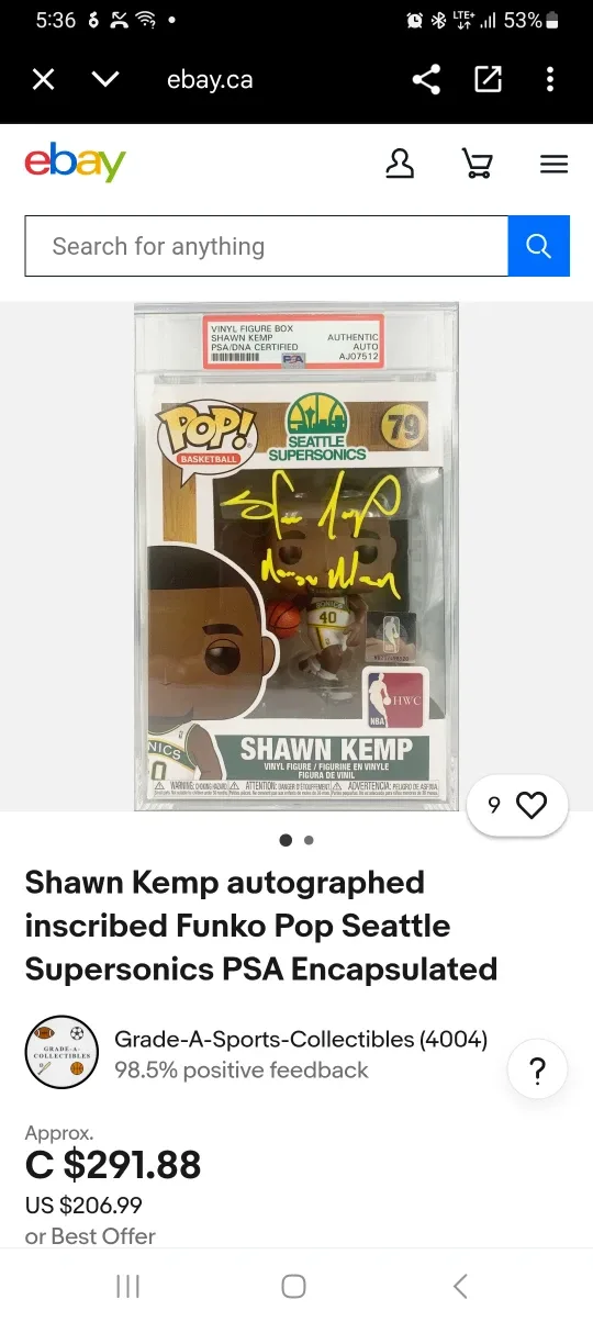 Funko POP! Shawn Kemp Signed Autographed image indicator(5)