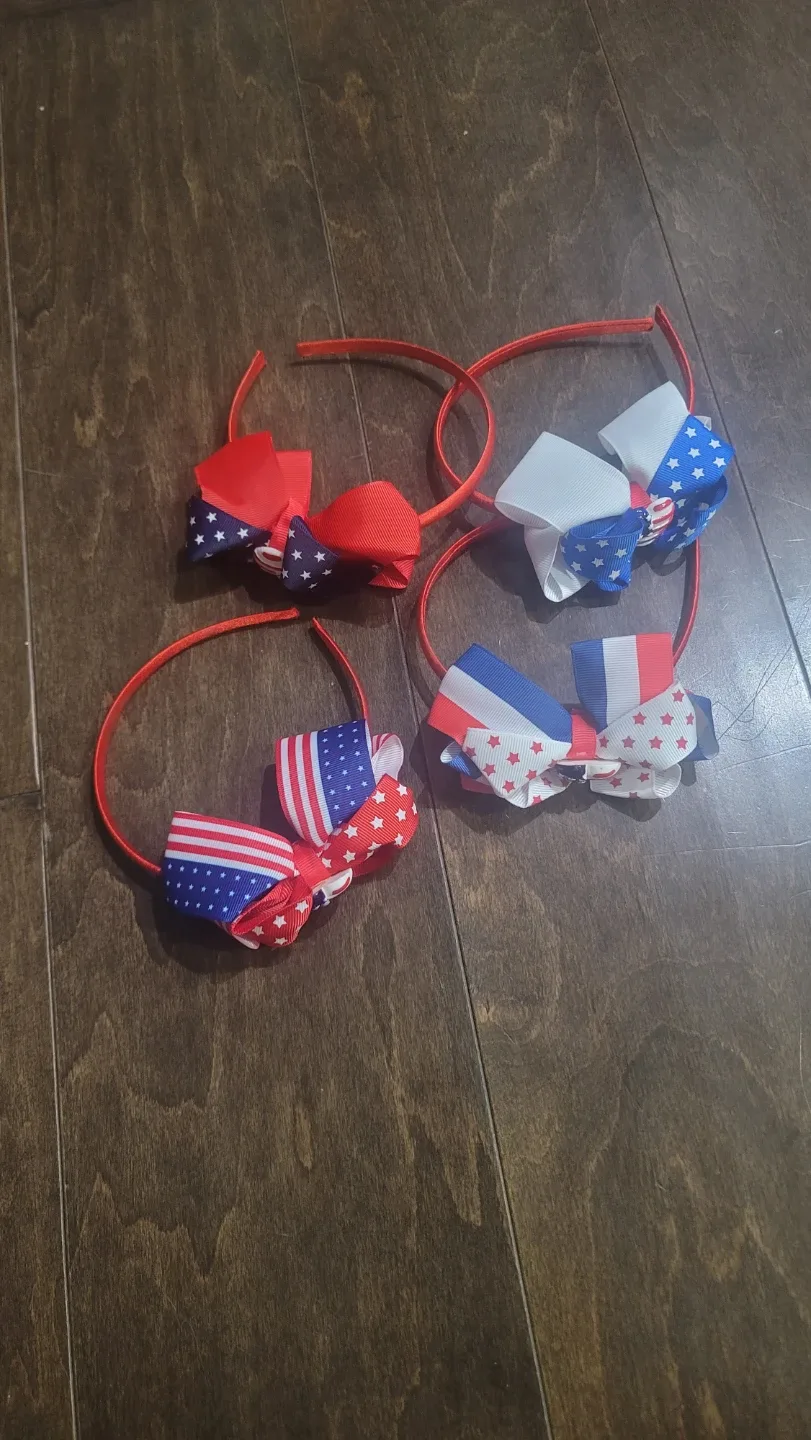 Headband,American Flag Bow Headband,Patriotic