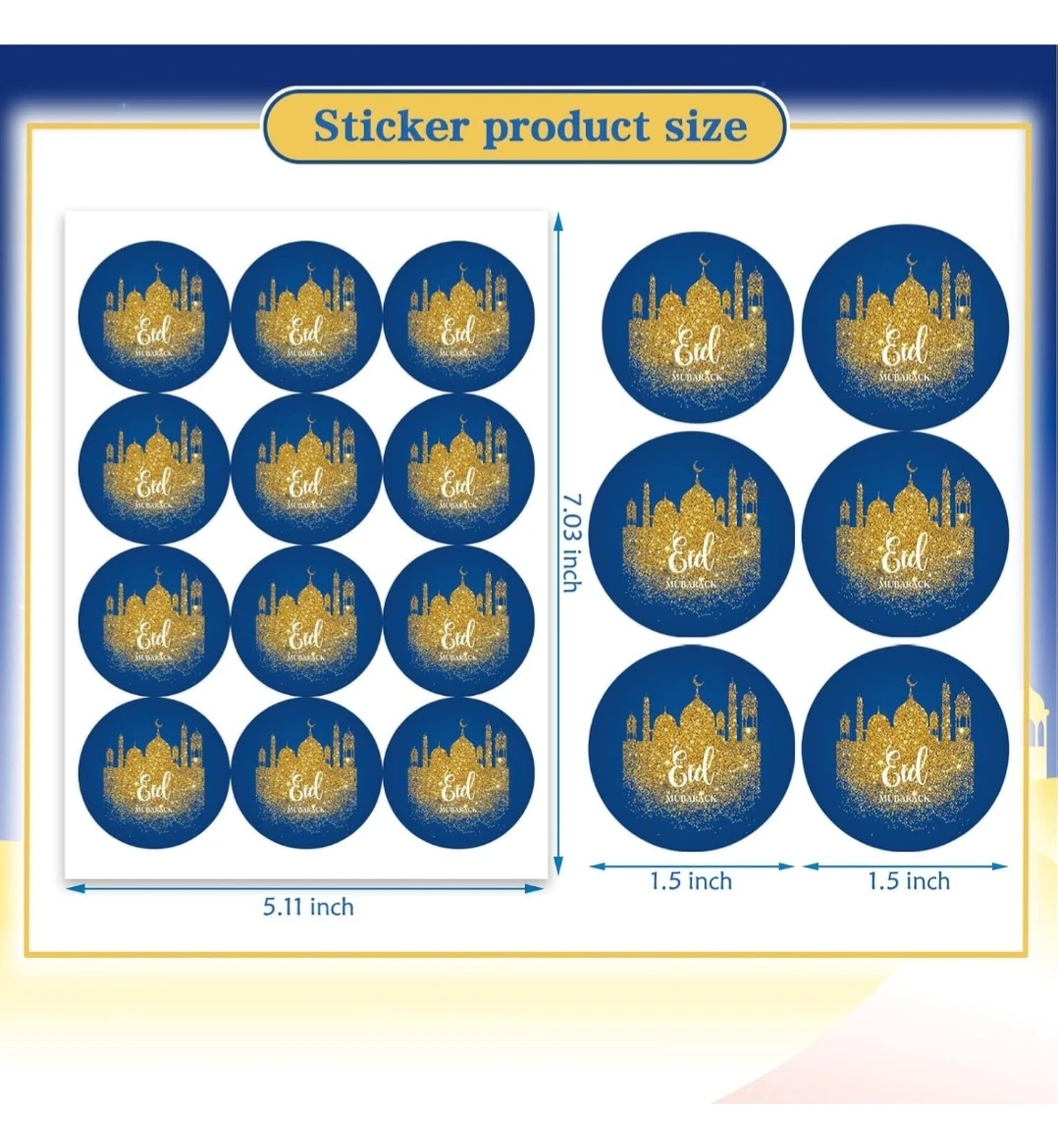 Eid Mubarak Stickers - Assorted Designs - photo 4