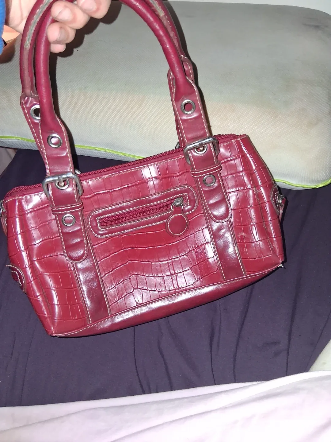 Prada Style Red Crocodile Embossed Handbag image indicator(2)