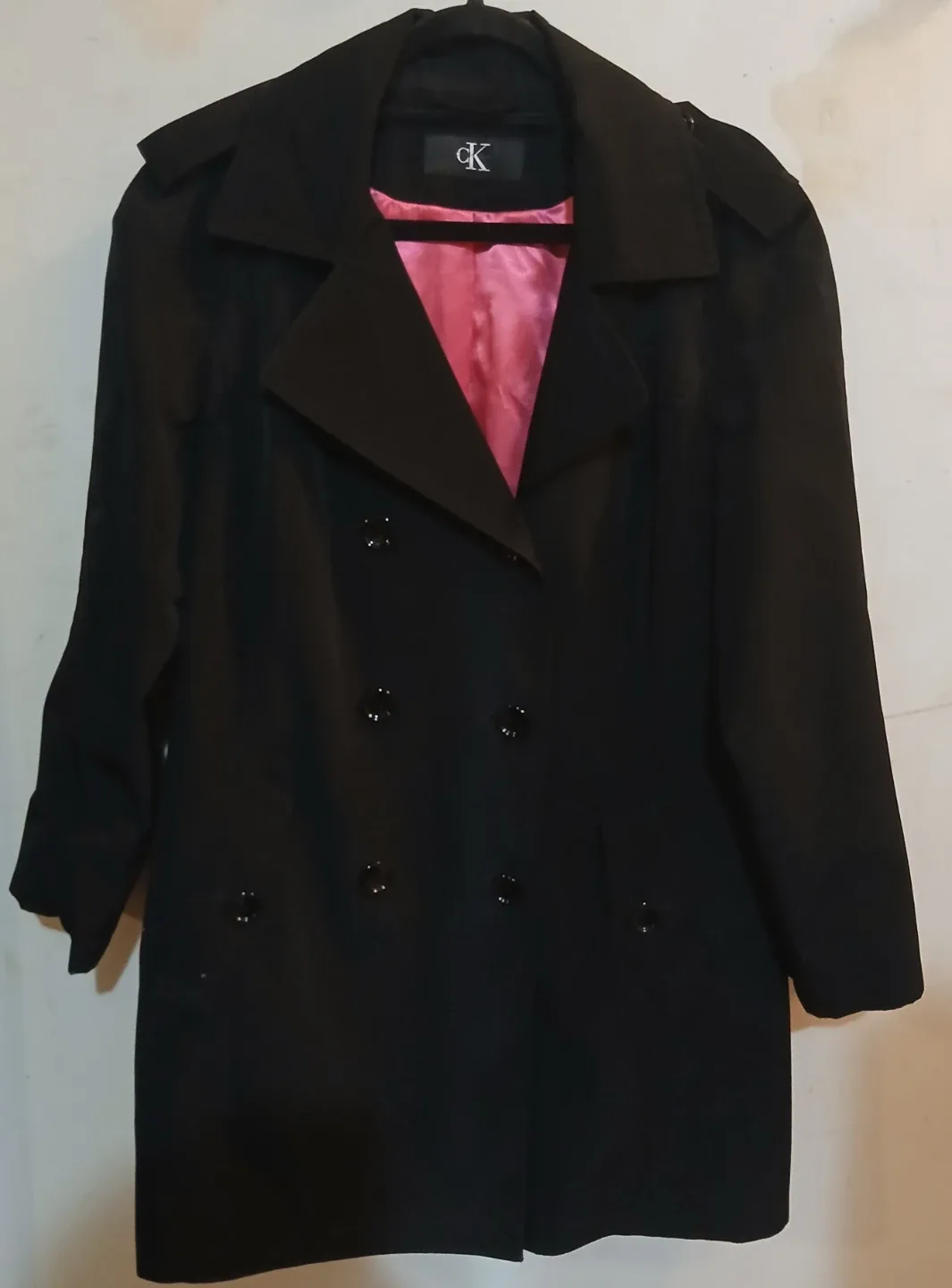 Women's Large Calvin Klein Black Trench Coat thumbnail