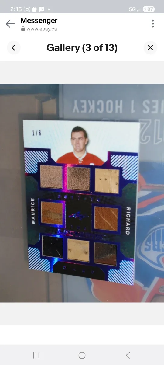 Maurice Richard 2017-18 Leaf Ultimate Hockey Card/leather relics image indicator(3)
