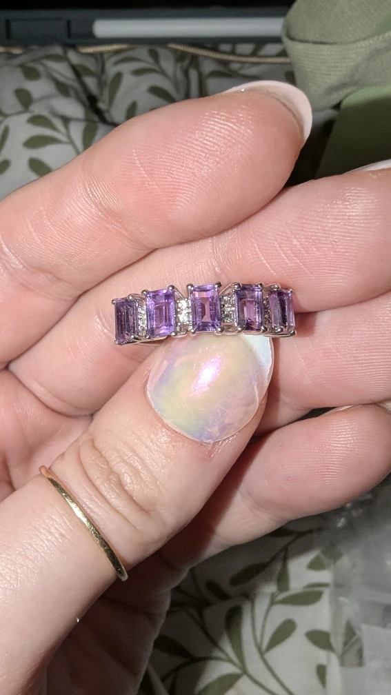 Amethyst & Diamond 925 Sterling Silver Ring - photo 2