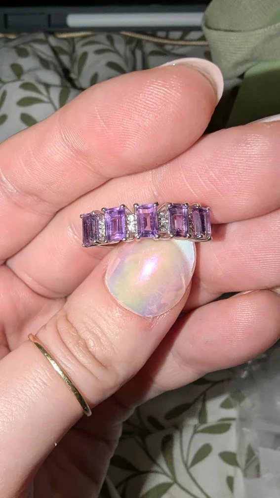 Amethyst & Diamond 925 Sterling Silver Ring image indicator(2)