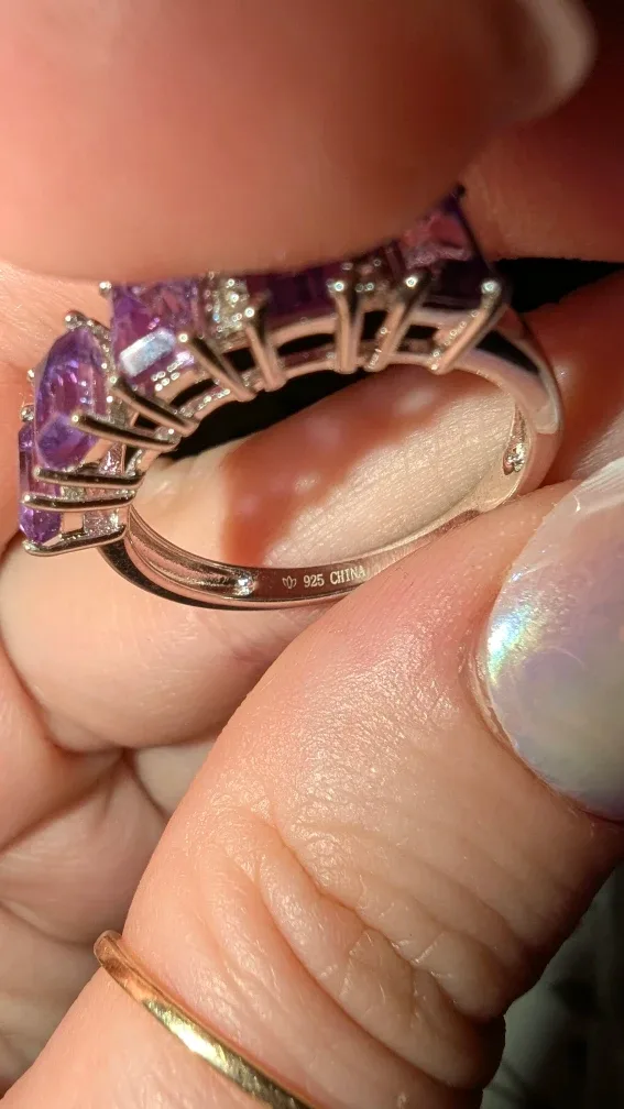 Amethyst & Diamond 925 Sterling Silver Ring image indicator(3)