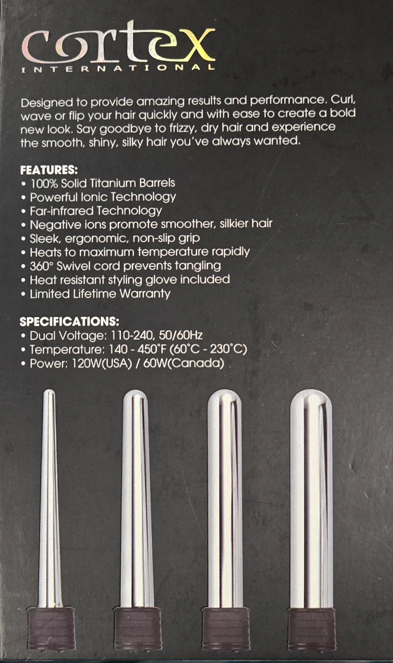 Cortex Pro 4-in-1 Titanium Clipless Curling Iron Set image indicator(5)