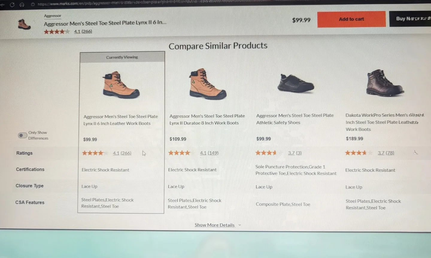 Aggressor Men's Steel Toe Steel Plate Work Boots US Size 9 image indicator(10)