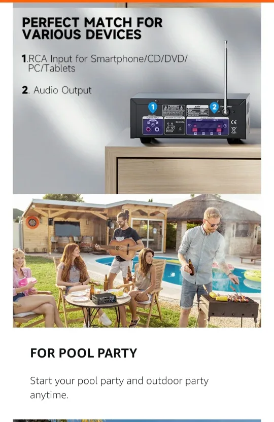 Moukey MAMP3 BLUETOOTH Mini Karaoke 400 Watt Amplifier. image indicator(7)