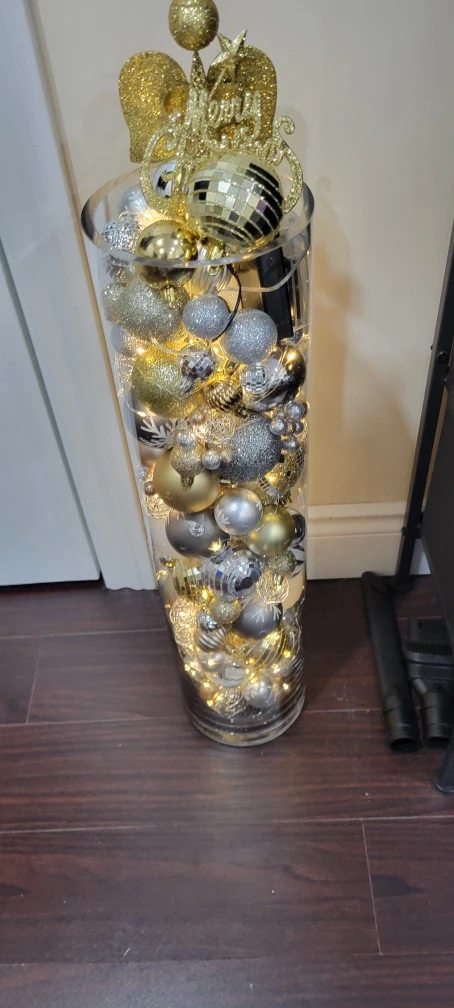 Christmas Ornament Vase with Lights